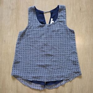 MINE Navy Geometric Sleeveless Blouse – Medium